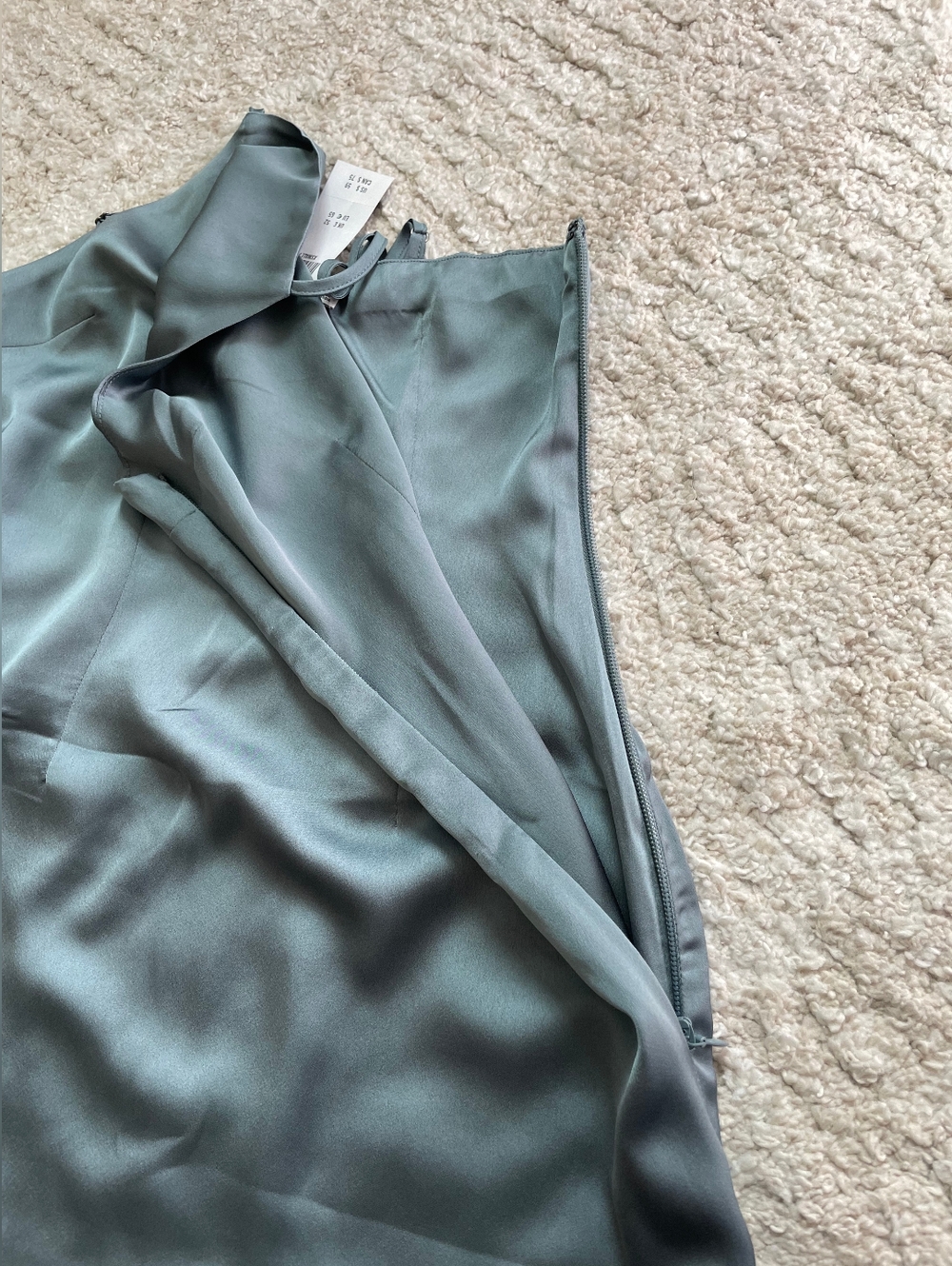 Abercrombie & Fitch Satin Slip Dress in Dusty Teal Size XSP - Picture 7 of 9